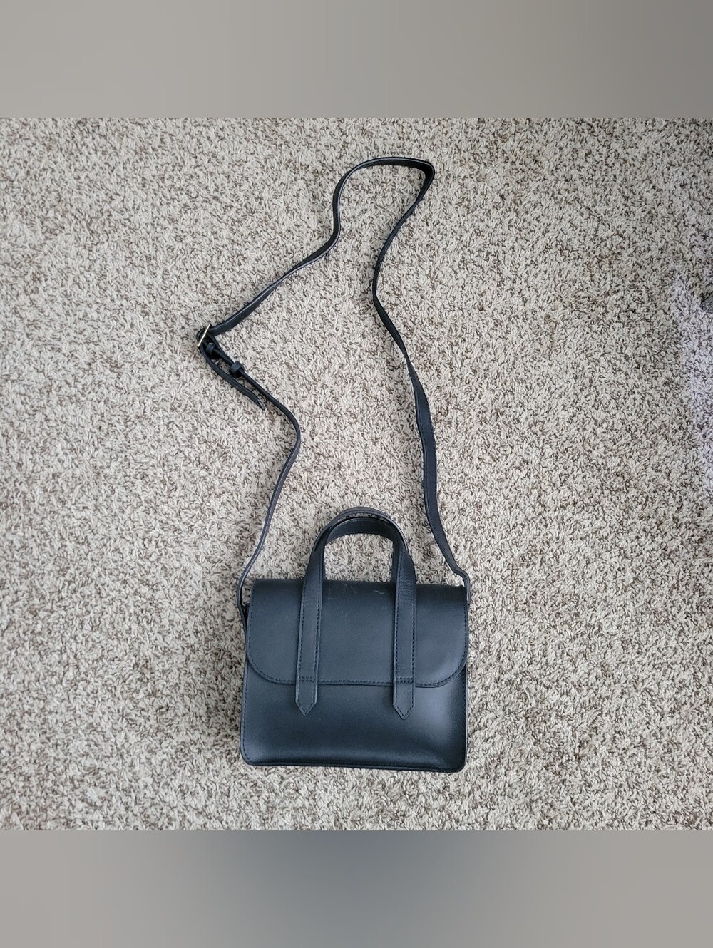 Able Satchel Handbag Shoulder Bag Purse Black Leather Magnetic